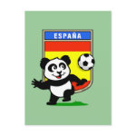 This adorable little panda is too cute! He's featured in front of a large flag from Spain and ready to play football and score some goals. This cute design is perfect for football players and soccer fans.