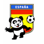 This adorable little panda is too cute! He's featured in front of a large flag from Spain and ready to play football and score some goals. This cute design is perfect for football players and soccer fans.