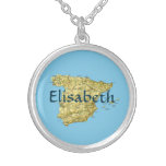 Spain Map + Name Necklace