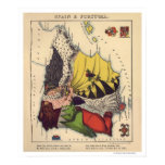 Spain & Portugal Caricature Map 1868 Posters
