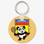 This adorable little panda loves to get out on the court and hits some balls. Panda plays in front of a large flag of Spain. This is a great design for anyone who loves to play tennis, watch tennis or just loves cute pandas.
