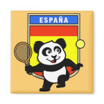 This adorable little panda loves to get out on the court and hits some balls. Panda plays in front of a large flag of Spain. This is a great design for anyone who loves to play tennis, watch tennis or just loves cute pandas.