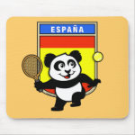 This adorable little panda loves to get out on the court and hits some balls. Panda plays in front of a large flag of Spain. This is a great design for anyone who loves to play tennis, watch tennis or just loves cute pandas.