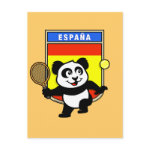 This adorable little panda loves to get out on the court and hits some balls. Panda plays in front of a large flag of Spain. This is a great design for anyone who loves to play tennis, watch tennis or just loves cute pandas.