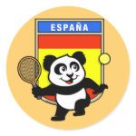 This adorable little panda loves to get out on the court and hits some balls. Panda plays in front of a large flag of Spain. This is a great design for anyone who loves to play tennis, watch tennis or just loves cute pandas.