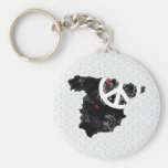 Spain Trendy Peace Sign with Spaniard map Keychain