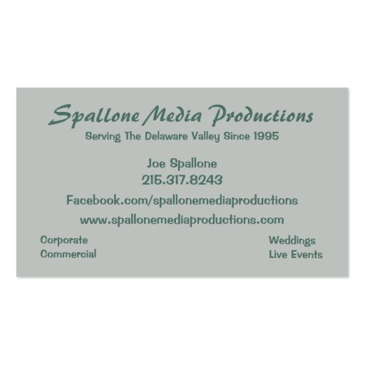 Spallone Media Productions Business Card (back side)