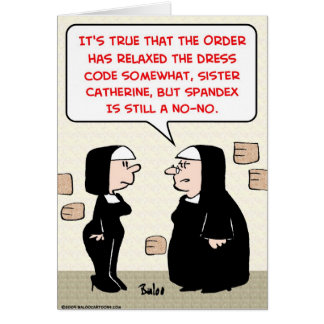 spandex nuns no-no dress code card