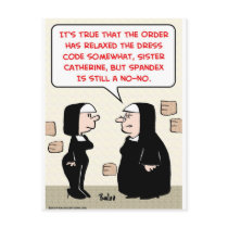 spandex nuns no-no dress code postcards