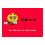 Spanish Allergy Info card - Peanut Business Card Templates
