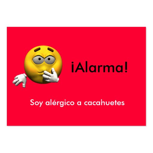 Spanish Allergy Info card Peanut Business Cards Zazzle
