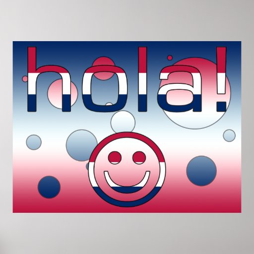 Spanish American Gifts Hello / Hola + Smiley Face Poster Zazzle
