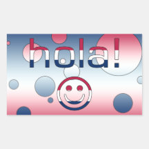 Spanish American Gifts  Hello / Hola + Smiley Face Rectangle Sticker