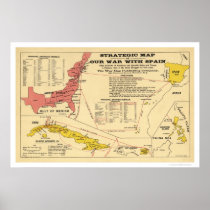 Spanish American War Map 1898 Poster