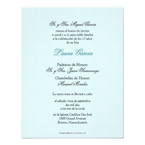 SPANISH Aqua Damask Quinceañera Invitación Custom Invites