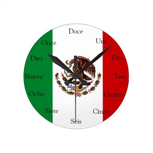 Spanish Clock with Mexican Flag Zazzle