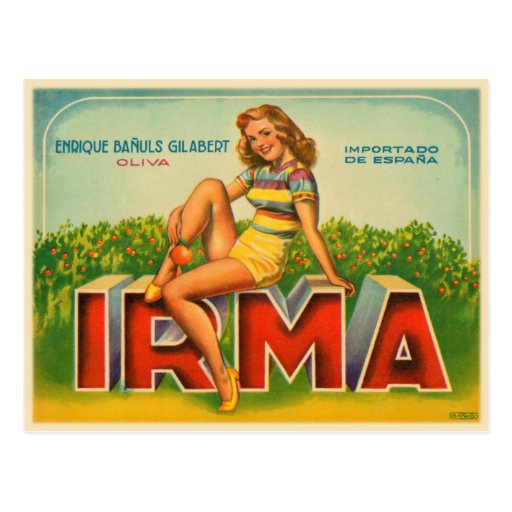 Spanish Crate Label with Olive Brand Print Postcard Zazzle