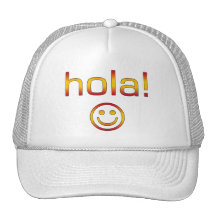 Spanish Gifts : Hello / Hola + Smiley Face Mesh Hat