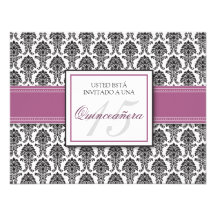 SPANISH Lavender Damask Quinceañera Invitación Personalized Announcements