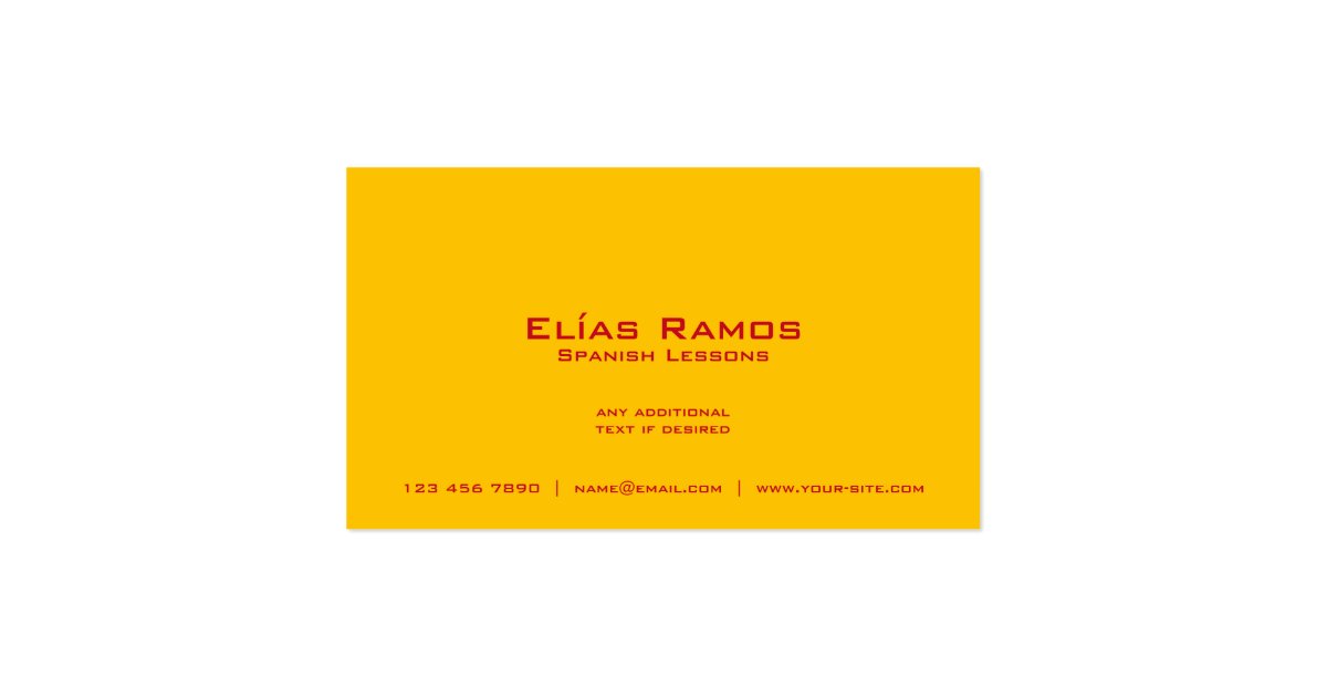 Spanish Lessons / Spanish Teacher Business Card Zazzle