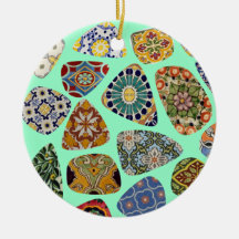 Spanish & Mexican Tile Mosaic Christmas Tree Ornaments