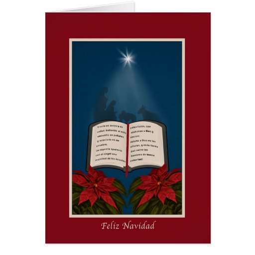 Spanish, Open Bible Christmas Message Greeting Card  Zazzle