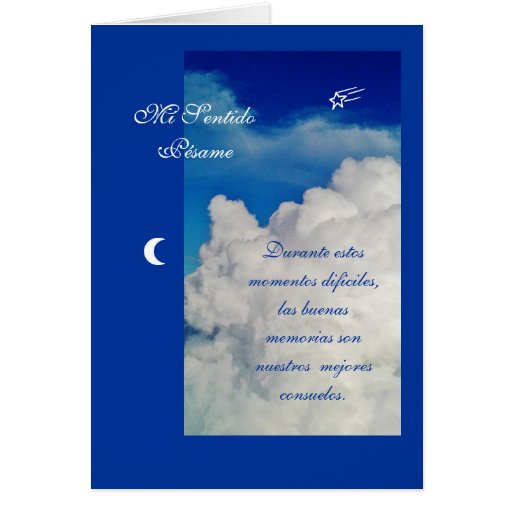 Spanish Pesame /sympathy/Condolencias Card Zazzle