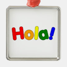 Spanish Rainbow Hello : Espanol Iris Hola Christmas Ornaments