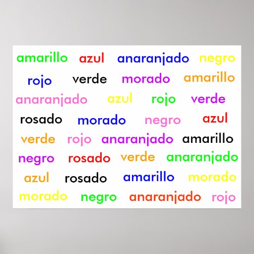 Spanish Stroop Effect Poster Posters | Zazzle