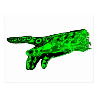 Spark of Life - Hand of a Cyborg God (Neon Green) Postcard