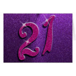Sparkle 21st Pink and Purple Greeting Card cards