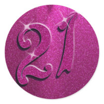 Sparkle 21st Pink Birthday Party Stickers