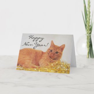 Sparkle Cat New Year Card card