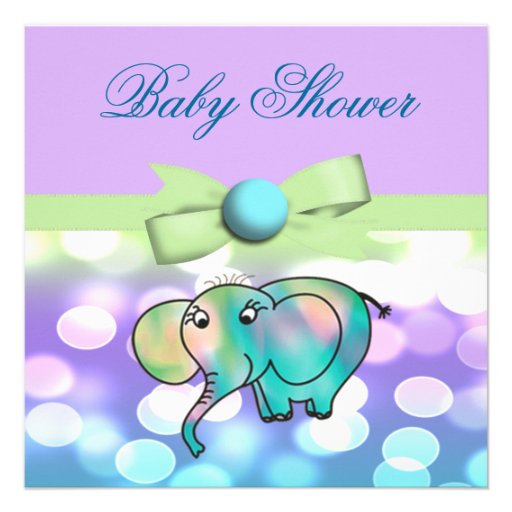 Sparkle Dots Pastel Elephant Baby Shower Personalized Announcements