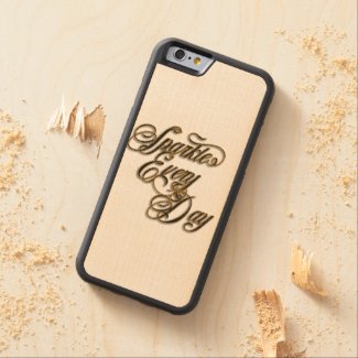 Sparkle Every Day Black Gold Glitter Wordart Carved® Maple iPhone 6 Bumper