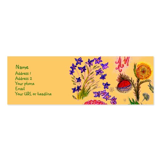 Sparkle Flowers card. Business Card Template (front side)
