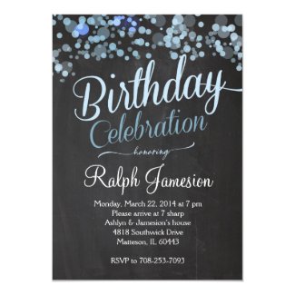 Sparkle Glitter Blue Birthday Invitation
