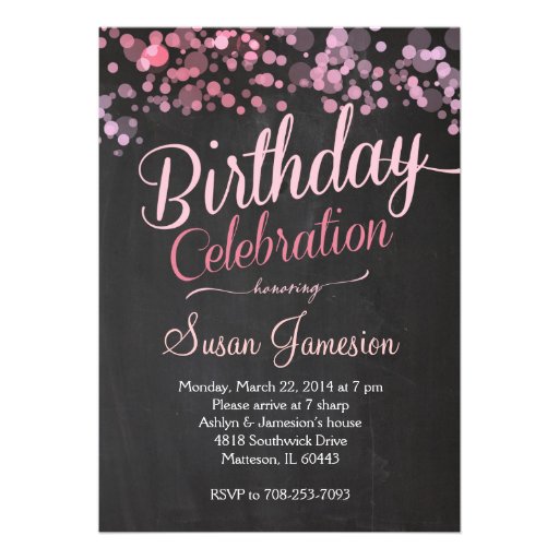 Sparkle Glitter  Pink Birthday Invitation