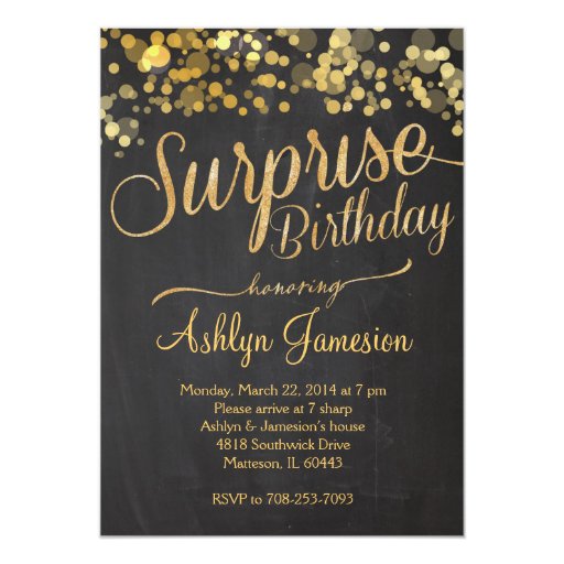 Sparkle Glitter Surprise Birthday Invitation 5" X 7" Invitation Card