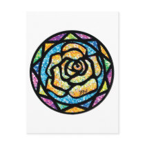 Sparkle Glitter Yellow Rose Postcard