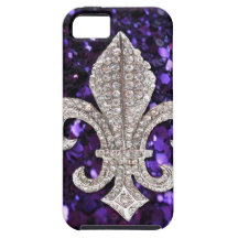 Sparkle jewel Fleur De Lis Sequins Purple iPhone 5 Covers