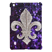 Sparkle jewel Fleur De Lis Sequins Purple iPad Mini Cases