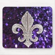 Sparkle jewel Fleur De Lis Sequins Purple Mousepads