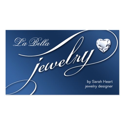 Sparkle Jewelry Business Card White Blue Heart 2 (front side)