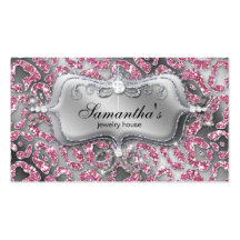 Sparkle Jewelry Business Card Zebra Classy Pink
