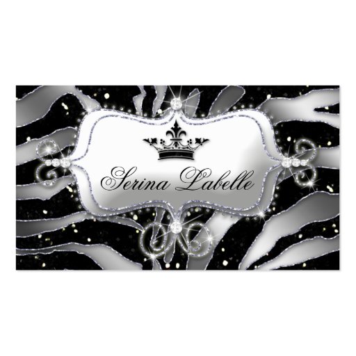 Sparkle Jewelry Business Card Zebra Crown Black 2 (front side)