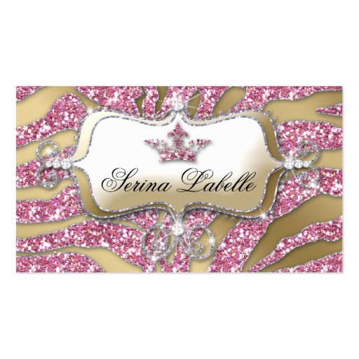 Sparkle Jewelry Business Card Zebra Crown Pink (front side)