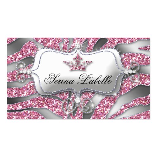 Sparkle Jewelry Business Card Zebra Crown Pink 2 (front side)