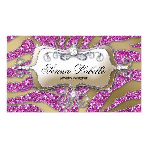 Sparkle Jewelry Business Card Zebra Gold Pink 2