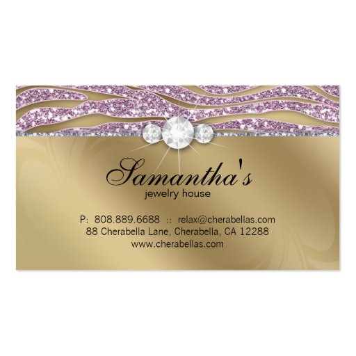 Sparkle Jewelry Business Card Zebra Gold Pink 2 (back side)